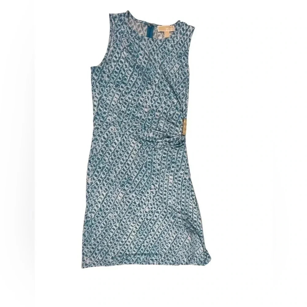 Michael Kors Blue  Ruching Sleeveless Summer Dress Size Small